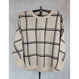 Design History Knit Sweater Womens Size 1X Long Sleeve Biege Black